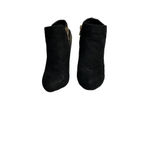 Guess Chic Black Stiletto Suede Leather Ankle Booties Gold Button Detail Size 6M Photo 2