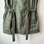 Athleta  Wanderabout 100% Linen Olive Green Utility Tunic Length Zip Vest S Photo 5