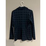 Amazon Blazer Jacket Preppy Blue Green Plaid Pockets Lapel Collar Button Women's XS NWT Photo 2