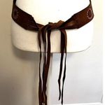DKNY Brown  Fringed Leather Belt With Flowers S/M Boho Y2K Hippie Western Cowgirl Photo 0
