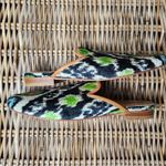 7 Hills Living Black Green Silk Ikat Velvet Slippers Loafers Shoes, 41 Size 10 Photo 4