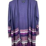 Evelyn Taylor Woman Shades Of Purple Striped Open Front Cardigan Sweater 1x Photo 0