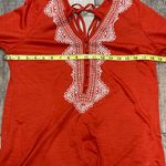 JW style Bell Sleeve Burnt Orange With White Embroidery Long Sleeved Blouse M Photo 5