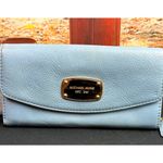 Michael Kors  Leather Powder Blue Zip-Around Wallet/Clutch Photo 2