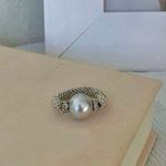 Silver Pearl Ring Vintage “Twyla” Elegant Classic Style Minimal Pearlcore Photo 0