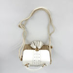 Annie Griffin Annie Handbags Top Handle Basket Purse with White Leather and Rope Strap Photo 6