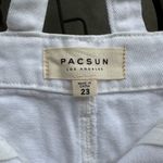 PacSun Denim Distressed Frayed Hem Short Overalls Shortalls in White - Size 23 Photo 1
