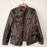 Vince Cotton & Leather Utility Jacket Olive Green/Brown Size M Photo 11