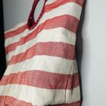 CRABTREE & EVELYN Red White Striped Wrapped Circular Handles Beach Tote Hand Bag Photo 7