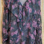 Victoria's Secret Vintage Gold Label Sheer Floral Paisley Peasant Blouse M/L Photo 3