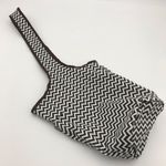 Chevron Purse with Angled Strap Zig Zag White Brown Photo 1