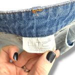 LIT2 Y2K Light Wash Distressed High Slit Midi Festival Coachella Denim Skirt Blue Photo 5