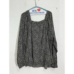 Old Navy Womans  Black White Long Sleeve Square Neck & Back Blouse Xxl Tall Photo 1