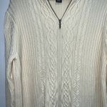 Lands' End  Women Cable Knit Sweater Size L Cream Ivory 1/4 Zip Pullover Mock Neck Photo 1