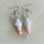 White and Pink Ice Cream Cone Earrings Photo 2