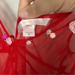 Victoria's Secret Vintage 2000s y2k red Victoria’s Secret mesh babydoll rosette top size medium Photo 2