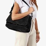 Shinola Detroit Suede Leather Saddle Bag Purse Black NEW Photo 2