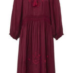 THE GREAT Ornament Embroidered Dress Dark red size XS NWT Photo 0