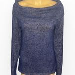 Cache Oversize Collar Navy Blue Metallic SweaterSize L Photo 4