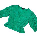 Sanctuary Women's Cotton Eyelet Button-Front Blouse Puff Sleeve Size XS Photo 1