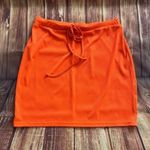 SheIn Curve Ribbed Knit Drawstring Stretch Mini Skirt Orange Neon Size 0XL Photo 3