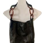 Kate Landry  Black Leather Purse Tortoise Shell Chain Strap Photo 0
