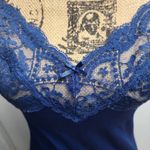 Vassarette  Slip Dress Womens Navy Blue Lace V Neck Adjustable Strap‎ Romantic Photo 1