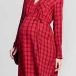 Isabel Maternity Ingrid &  Dress/Top Red Black Plaid Collared XS Photo 1