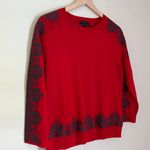 J.Crew Merino Wool Embroidery 3/4 Crewneck Sweater Red Blue Size Small Photo 2