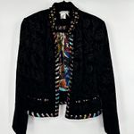 Alberto Makali Embellished Jacket Women's Large Black Velvet Beaded Open Front Photo 0