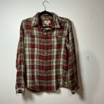 Woolrich Womens Plaid Flannel Shirt Red Tan Green Long Sleeve Casual Size Medium Photo 1