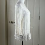 Adrienne Vittadini Gauze Crochet Trim Button Down Blouse Medium Photo 7