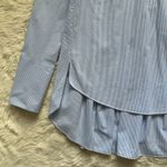 Veronica Beard Top Greer Pleated Stretch Cotton Shirt High Low Hem Striped Sz 4 Photo 6