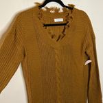 Full Circle Trends NWT  Distressed Mustard Yellow Sweater Dress Size L Photo 2