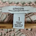 Chico's Cardigan Womens S Pink 100% Cotton Floral Crochet Lace Tie Front Boho Photo 2
