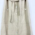 Vintage Rhythm Linen Blend Midi Shirt Dress Size 10 Petite Tie Waist Coastal Tan Photo 3