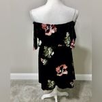 Hot Gal NWT Black Velvet Floral off the shoulder mini skater dress Photo 7