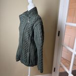 Aran Crafts Irish Cable Knit Side Zip 100% Merino Wool Sweater Size large Green Photo 8