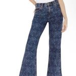 Lee Blue Mid Rise Floral Cotton Blend Drop Flare Jeans Size 28 NWT Photo 0