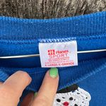 Vintage 90s Crochet Doily Snowman Decorated Winter Ugly Christmas Sweatshirt XL Blue Photo 2