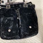 Steve Madden Black Crushed Velvet Mini Backpack with front flip pockets Photo 2