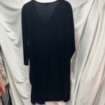 Lands' End  Womens 18 V-Neck Long Sleeve Black Velvet Shift‎ Dress Classic Photo 3