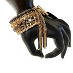 EXPRESS Layered Chain Toggle Bracelet Gold Black Gemstones Mixed Media Photo 2