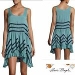 Free People Womens Polka Dot Lace Trapeze Dress in Navy and Muted Teal Size XS Photo 1