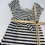 Gilli Dress Womens Small Navy White Striped Short Sleeve Belted Midi Length USA Blue Photo 5