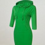 Miss Look Missky Green Hoodie Kangaroo Pocket Cotton Sweatshirt Dress, size L Photo 2