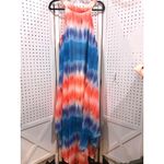 Wrapper  Tie Dye Maxi Dress Orange Blue Halter Neck Women's Size 2X Photo 1