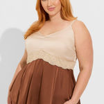 Torrid Babydoll V-Neck Satin Lace Trim Cami in Root Beer NWT Plus Size 3 Photo 0