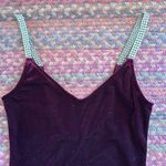 MAROON VELVET RHINESTONE STRAP BODYSUIT ONE PIECE Red Photo 1