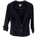 Cache Y2K Vintage Black Double Breasted Asymetrical Blazer Suit Jacket Photo 1